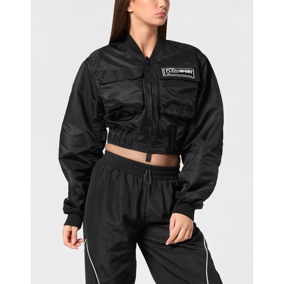 Plein Sport Cropped Bomber Jacket Ls With Cargo Pockets Women