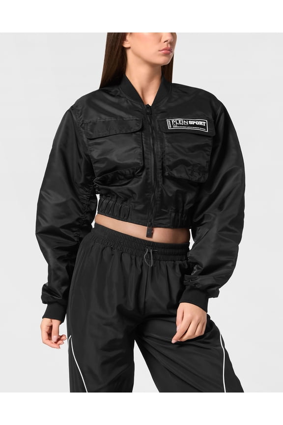 Cropped Bomber Jacket Ls With Cargo Pockets Women