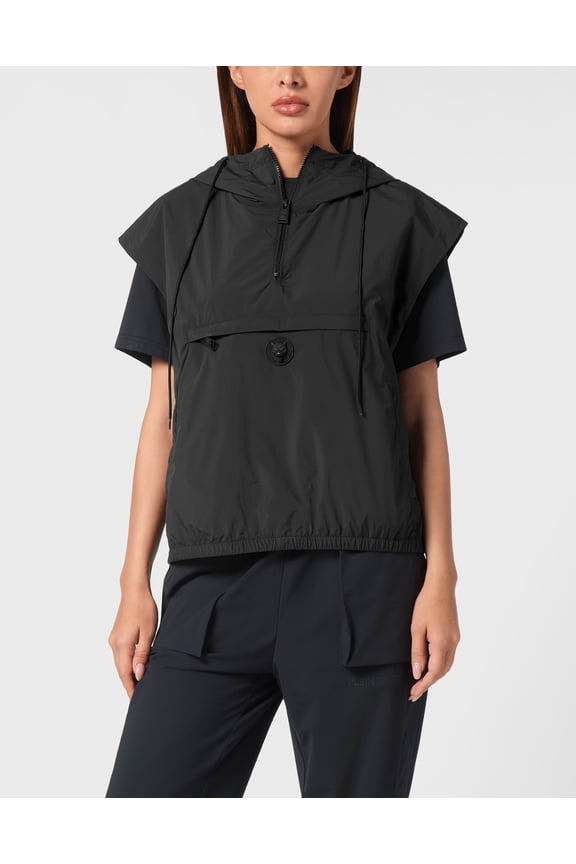 Hooded Zipped Vest With Pockets Women