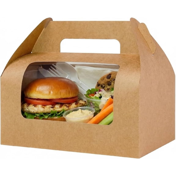 PLERISE 30 Pack 9x6x6 Inch Bakery Boxes with Window, Food-Grade Cardboard Treat Containers with Handles for Donuts, Bread, Cookies, Cupcakes, and Homemade Gift Packaging
