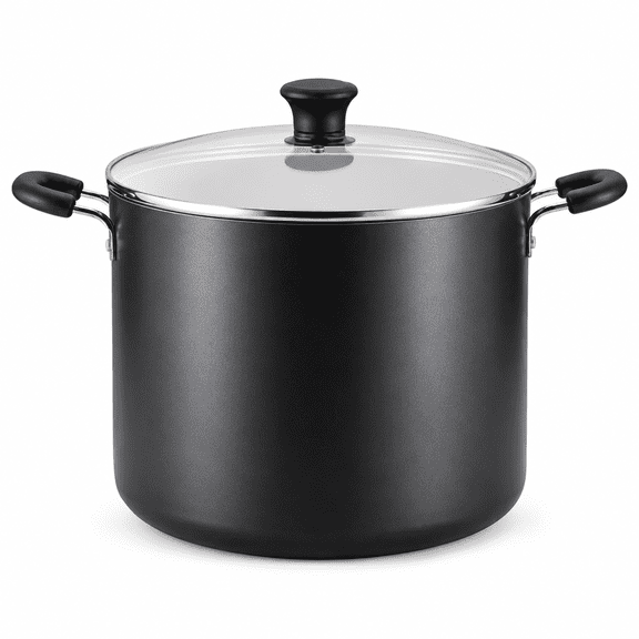 PLERISE 8 Quart Nonstick Stockpot - Oven Safe Up to 350 ° F, Dishwasher Safe Black Cookware