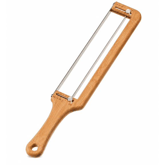 PLERISE Bamboo Handle Bread Slicer Adjustable Thickness with Serrated Stainless Blade for Sourdough and Homemade Loaves