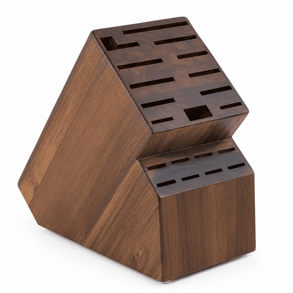 PLERISE Bamboo Knife Storage Block, 25 Slots Universal Knife Holder Countertop Butcher Block Knife Stand, Acacia Wood, Durable Kitchen Storage