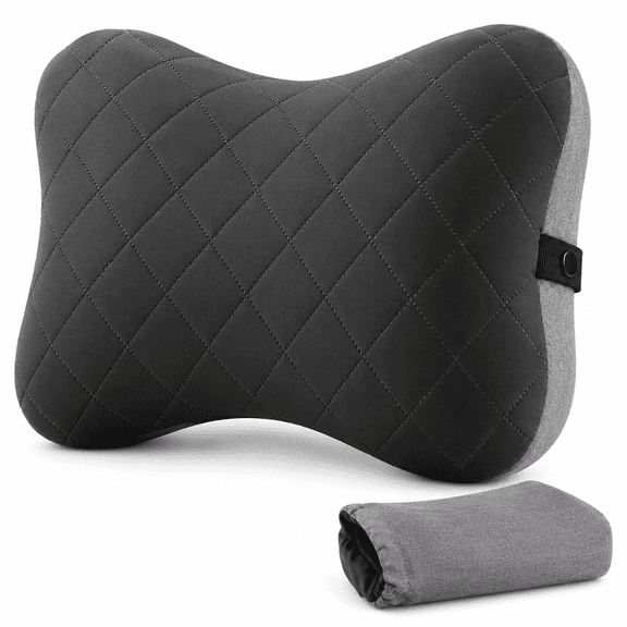 PLERISE Camping Pillow with Removable Cover - Ultralight Inflatable Pillow for Neck Lumbar Support - Upgrade Backpacking Pillow - Washable Travel Air Pillows for Camping, Hiking, Backpacking Black