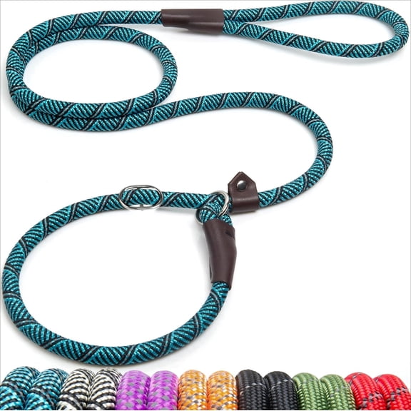 PLERISE Heavy Duty Slip Lead Dog Leash 6 ft x 1/2 Inch, Durable Rope Loop Leash with Highly Reflective for Large Dogs, No Pull Training, Blue, 1 Pack