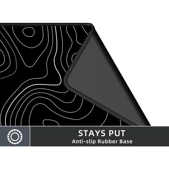 PLERISE Extra Large Gaming Mouse Pad with Black Topographic Design, Non Slip Desk Mat for Computer Laptop Office, 1 Pack