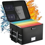 PLERISE File Box with Lock, Fireproof Document Organizer Box with Zipper & Adjustable Handle, Collapsible File Storage Box for Hanging Letter/Legal Folders, Home Office Safe Filing Cabinet