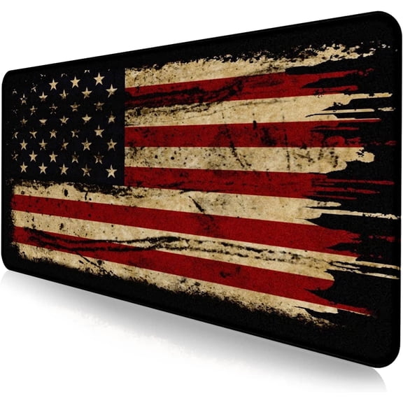 PLERISE 35.4 x 15.7 inch Gaming Mouse Pad, Non Slip Waterproof Rubber Base with Stitched Edges for Office Desk, Flag, 1 Pack