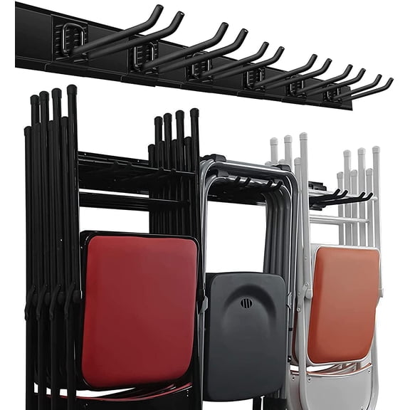 PLERISE Garage Storage Wall Mount Organizer, Heavy Duty Garden Tool Rack with 6 Adjustable Hooks, 48 Inch Track Max Load 450lb