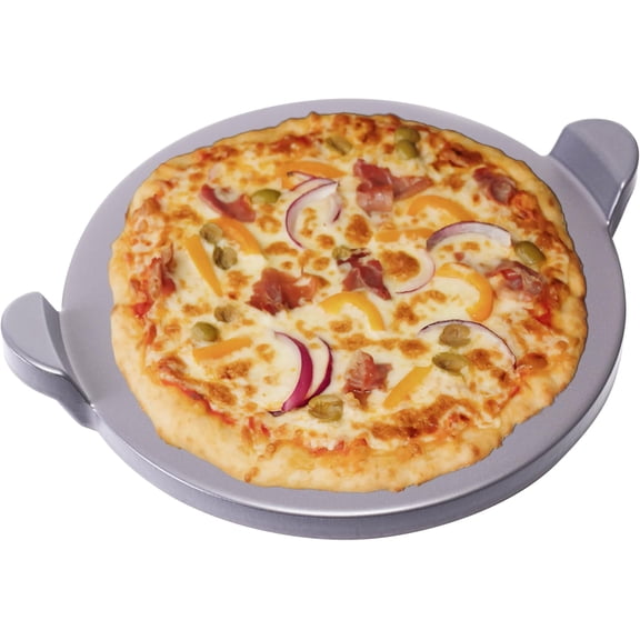 PLERISE Glazed Round Pizza Stone with Handles, 13 Inch Baking Stone for Oven & Grill, Crispy Crust Pizza Pan for Home Kitchen & Outdoor BBQ