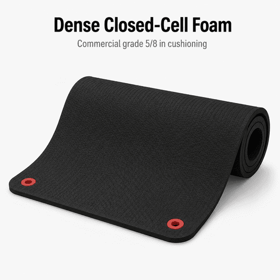 PLERISE Hanging Exercise Mat, Commercial Grade Fitness & Yoga Mat with Reinforced Hanging Holes, 71" L x 23" W x 5/8", Black