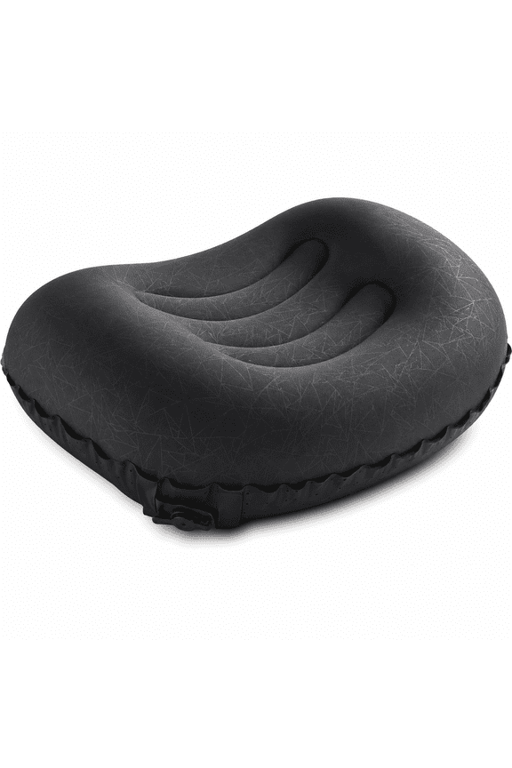 Inflatable Camping Pillow, Compact Compressible Neck Lumbar Support for Travel Hiking, Black, 1 Pack