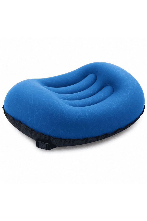Inflatable Travel Pillow for Camping Hiking, Compact Compressible Neck Lumbar Support, Navy Blue, 1 Pack