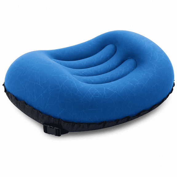 PLERISE Inflatable Travel Pillow for Camping Hiking, Compact Compressible Neck Lumbar Support, Navy Blue, 1 Pack