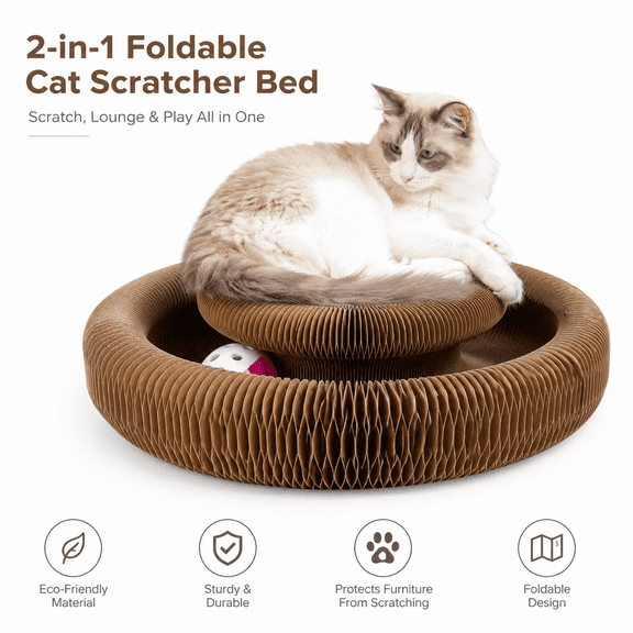 PLERISE Interactive Cat Ball Adventure Scratcher Board Indoor Cat Exercise & Play Toy
