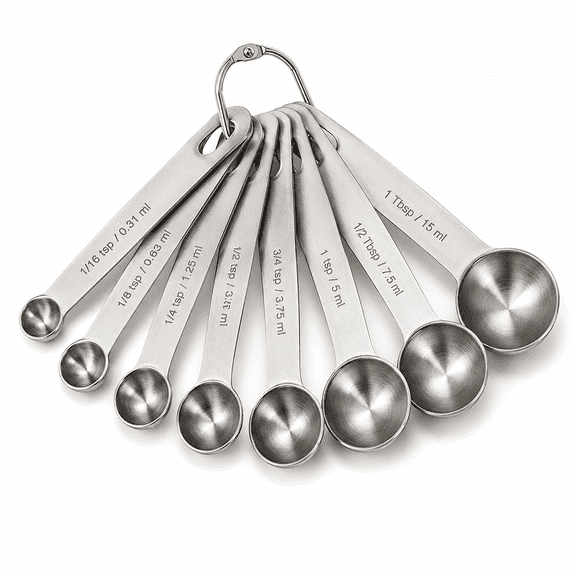 PLERISE 9 Piece 18/8 Stainless Steel Measuring Spoons Set, Includes 1/16 tsp to 1 tbsp for Dry Liquid Ingredients, 1 Pack