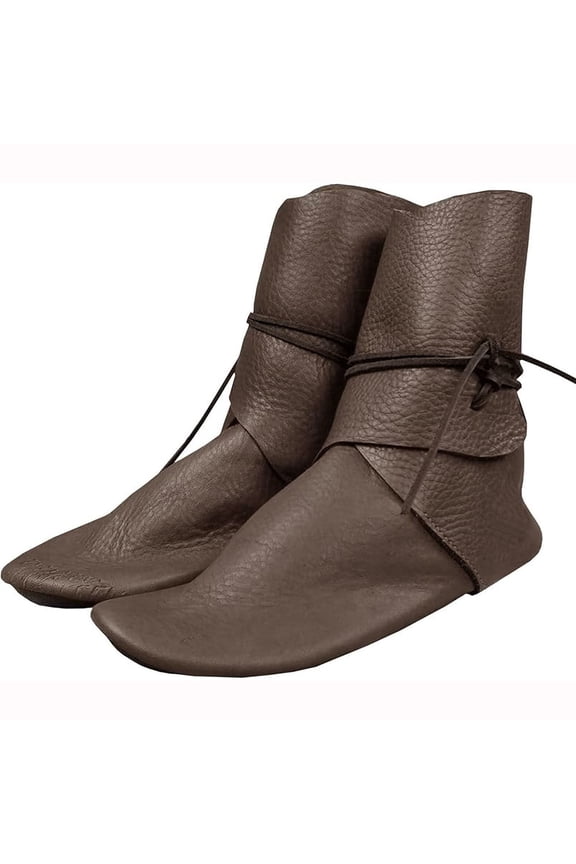 Medieval Renaissance Ankle Boots for Men and Women, Vintage Lace Up Retro Costume Shoes with Soft Flexible Sole for Cosplay, Festivals and Casual Wear