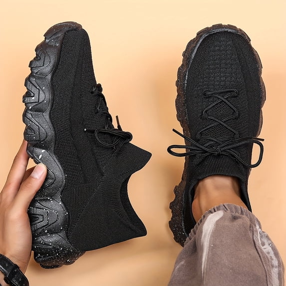 PLERISE Men's Breathable Knit Sports Sneakers, Lightweight Comfortable Casual Shoes for Walking, Running, Gym, and All-Day Wear