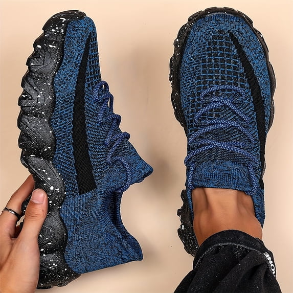PLERISE Men's Breathable Knit Sports Sneakers, Lightweight Comfortable Casual Shoes for Walking, Running, Gym, and All-Day Wear