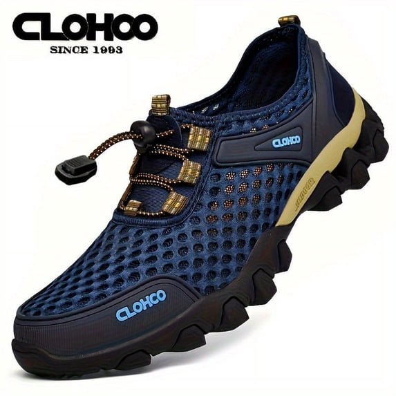 PLERISE Men’s Breathable Mesh Hiking Sneakers, Lightweight Sport Shoes with Thick Rubber Sole, Durable Traction, Comfortable Fit for Outdoor, Casual, Spring, Summer, Fall