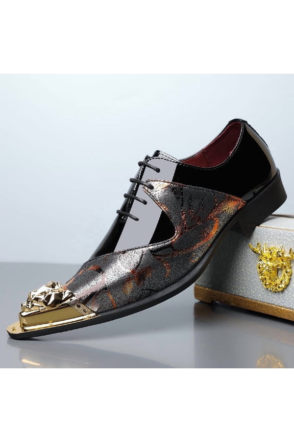 Men's British-Style Pointed Toe Dress Shoes, Multi-Pattern Lace-Up Formal Shoes for Weddings, Business, Parties, and Office Wear