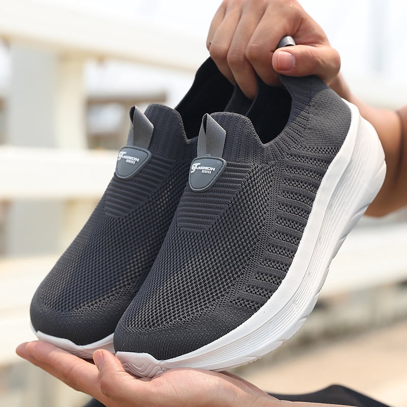 PLERISE Men's Extra Wide Fit Loafers – Mesh Slip-On Sneakers with Thick ...