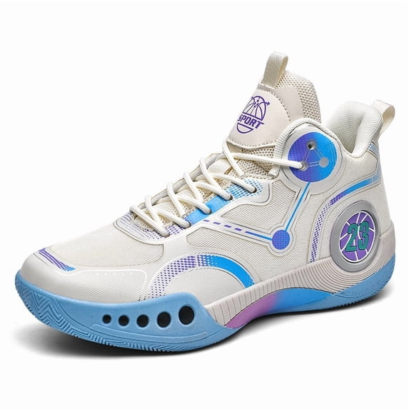 PLERISE Men’s High-Top Athletic Sneakers, Breathable Lightweight Mesh, Shock-Absorbing Cushion, Durable Grip for Basketball, Training, Indoor & Outdoor Courts