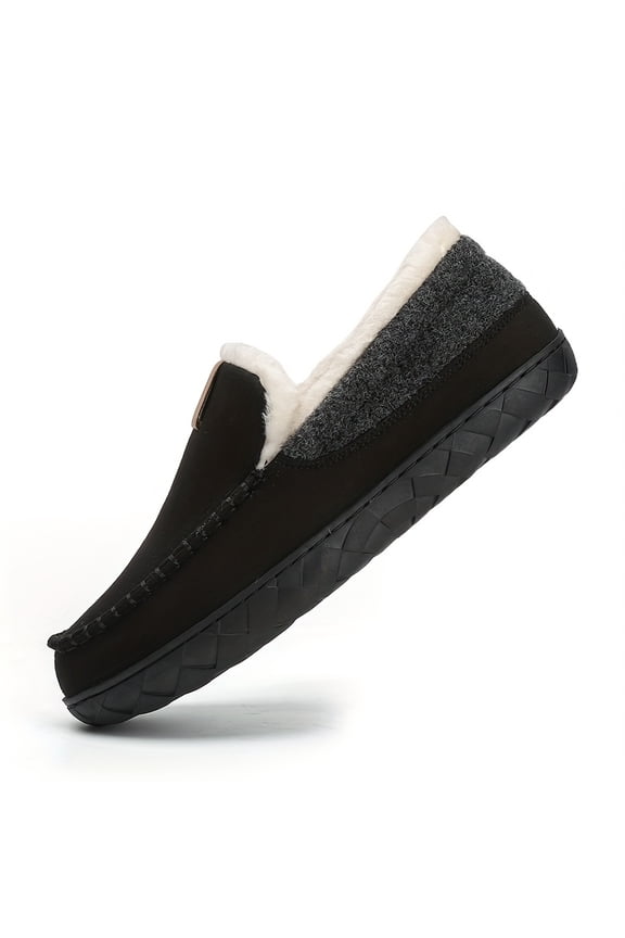 Men's Insulated Plush Slip-On Shoes, Warm Cozy Lining, Durable Upper, Lightweight Comfort for Home, Outdoor, Winter, and Casual Everyday Wear