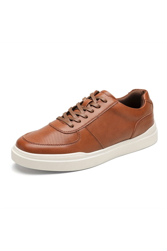 Men's Lightweight Dress Sneakers – Low-Top Lace-Up Casual Shoes with Genuine Leather Upper, Comfortable Sole, Perfect for Office, Daily Wear & Semi-Formal Occasions