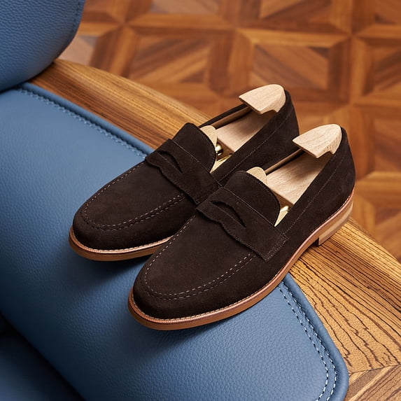 PLERISE Men’s Vintage Loafers, Handmade Genuine Leather Slip-On Dress Shoes, Comfortable Business and Casual Footwear for All-Day Wear