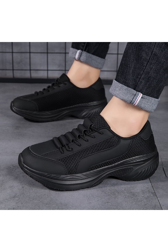 Men's Wide Toe Mesh Breathable Cross Training Shoes Thick Sole Height Increasing Dad Sneakers Lightweight Soft Sole Walking and All-Season Running Shoes