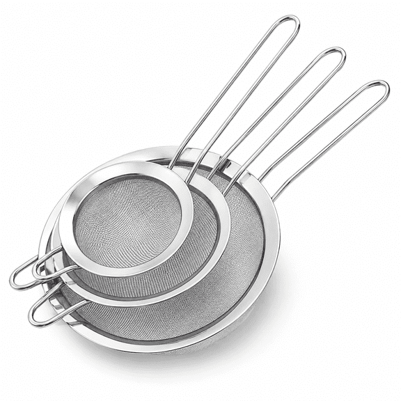 PLERISE 3 Pack Stainless Steel Fine Mesh Strainers, Kitchen Sifting Straining Set, Ctg 00 3Ms, 1 Set