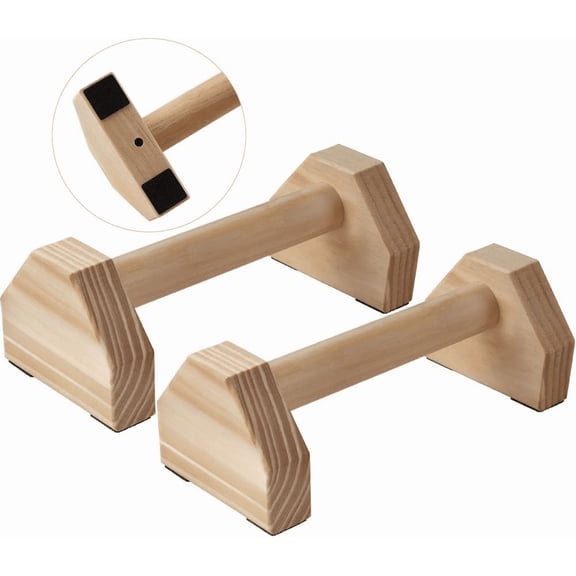PLERISE Push-Up Stand 2 PCS Wood Pushup Bars with Non-Slip Base, 30CM Parallettes Handles for Home Workout, Strength Training, Planks & Calisthenics
