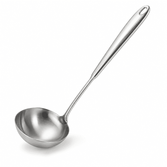 PLERISE 304 Stainless Steel Soup Ladle 13.7 Inch, Heat Resistant Rustproof Cooking Spoon with Ergonomic Hollow Handle, 1 Pack