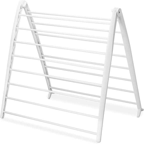 PLERISE Spacemaker Folding Drying Rack, Freestanding Indoor Clothes Dryer with Space-Saving Compact Design, 6"L x 26"W x 51.5"H, White