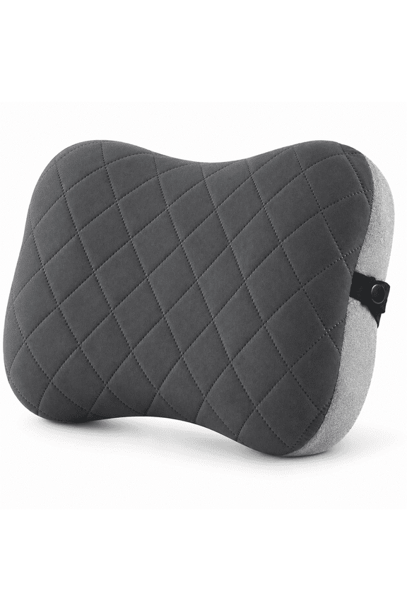 Ultralight Inflatable Camping Pillow with Removable Washable Cover, Travel Air Pillow for Neck and Lumbar Support, Gray, 1 Pack