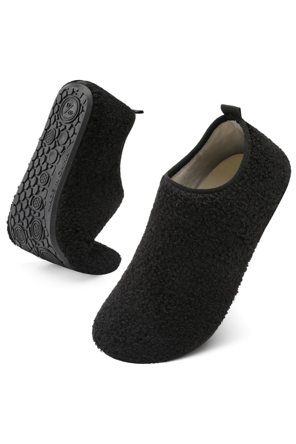 Men’s & Women’s Knit House Slippers with Arch Support, Soft Cushioned Indoor Outdoor Slip-On Shoes, Non-Slip Sole Comfortable All-Season Home Loafers