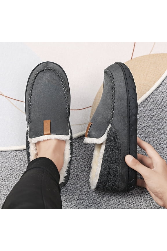 Unisex Slip-On Winter Shoes, Plush Lined Warm Sneakers with Traction Sole, Comfortable Indoor & Outdoor Footwear for Home, Casual, and Cold Weather Use