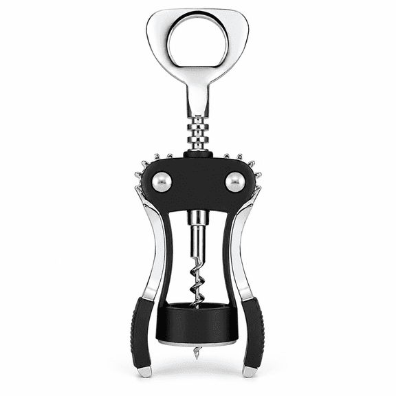 PLERISE Zinc Alloy Premium Wing Corkscrew with Multifunctional Bottle Opener, Sharp Wine Corkscrew with Ergonomic Non-Slip Wing Handle – Upgrade Black