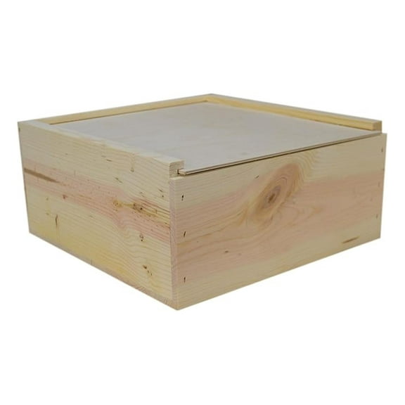 PLESIU HOMIEBUDS 12x12x5 5/8 Inches Outside Dimensions, Wooden Box with Sliding lid