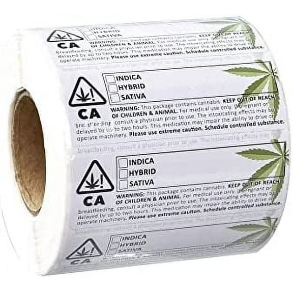 PLEXON CA Identification Labels 3" x 1" (76 mm x 25.4 mm) Self-Adhesive California State-Compliant Stickers 1000 Labels per Roll
