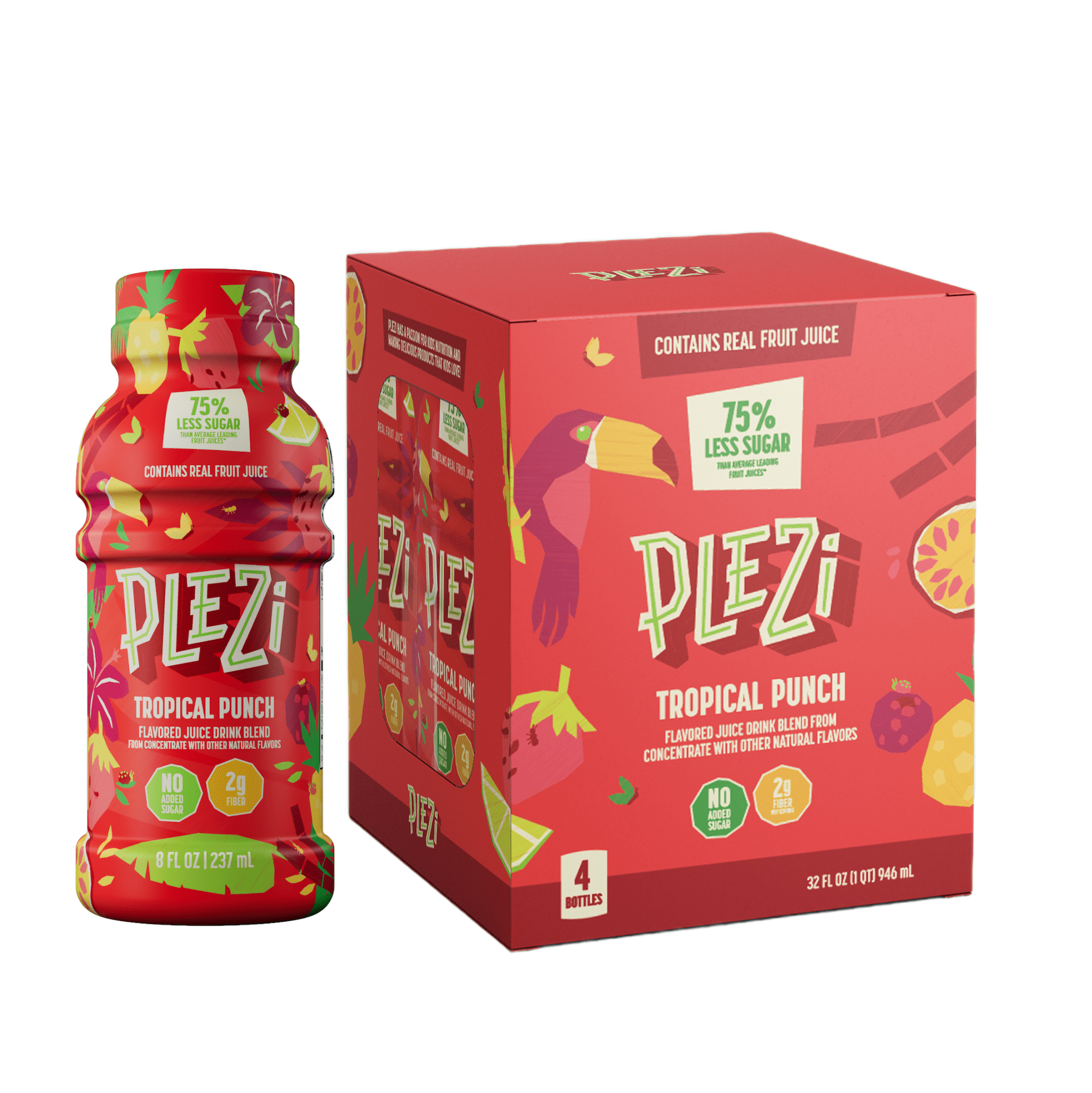 PLEZi Tropical Punch Flavored Drink 8oz 4pk