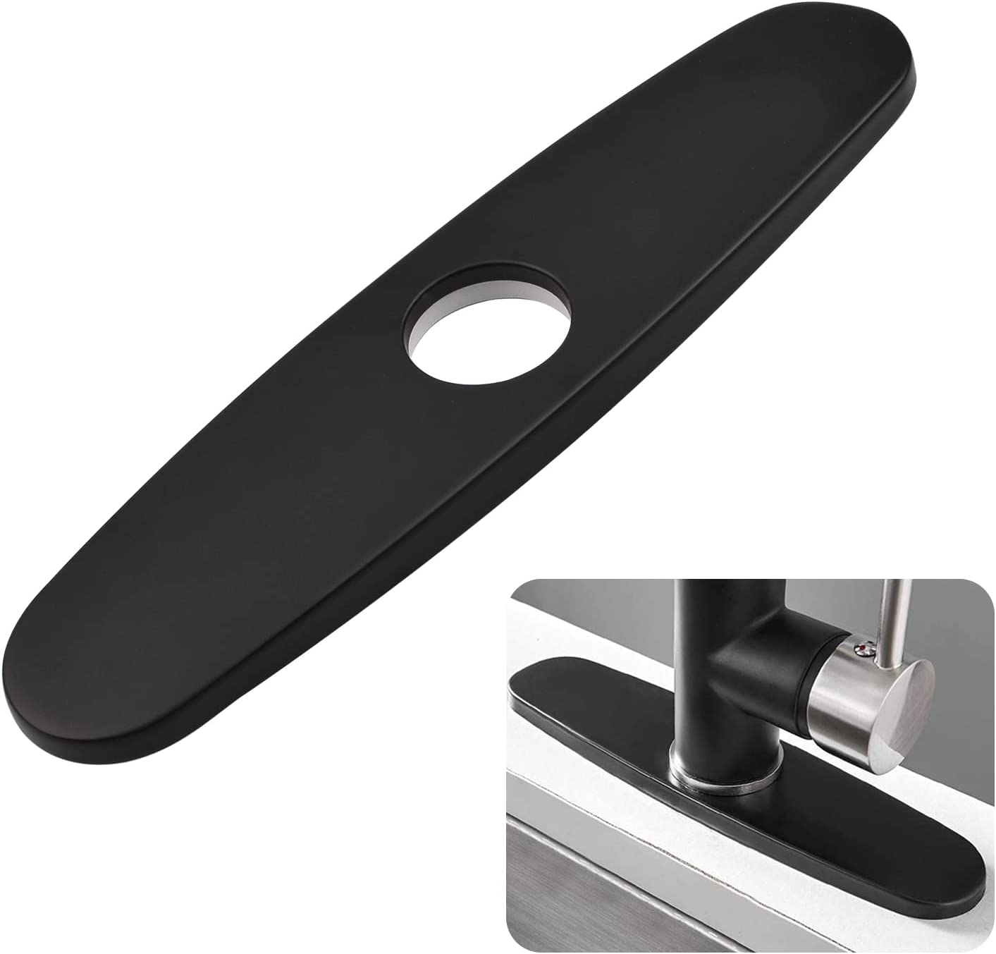 PLFL Faucet Plate, Stainless Steel Hole Cover Deck Plate Kitchen Faucet