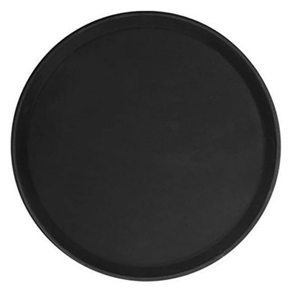PLFT1600BK, 16-Inch Black Round Fiberglass Tray, Plastic Serving Bar Tray