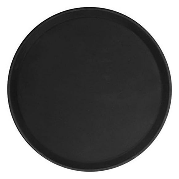 PLFT1600BK, 16-Inch Black Round Fiberglass Tray, Plastic Serving Bar Tray