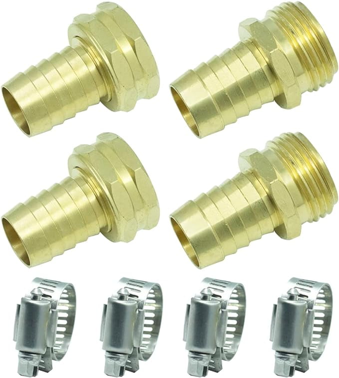 PLG Brass 3 4 Hose Repair Connector With Clamps Male And Female aoanydony-1-set-3-4-hose-repair-kit-professional-female-and-male