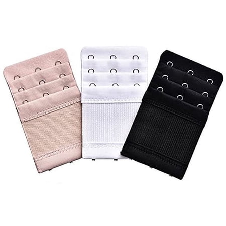 3 Pieces Women's Bra Extenders Elastic Stretchy Bra Extension Strap, 3 Rows x 3 Hooks (Multi-Color)
