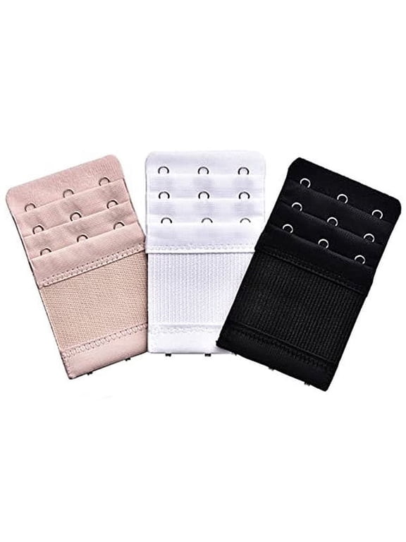 3 Pieces Women's Bra Extenders Elastic Stretchy Bra Extension Strap, 3 Rows x 3 Hooks (Multi-Color)