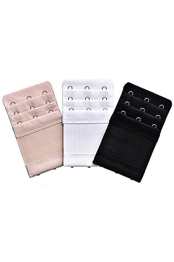 Geyoga 3 Pieces Women's Bra Extenders Elastic Stretchy Bra Extension Strap, 3 Rows x 3 Hooks (Multi-Color)