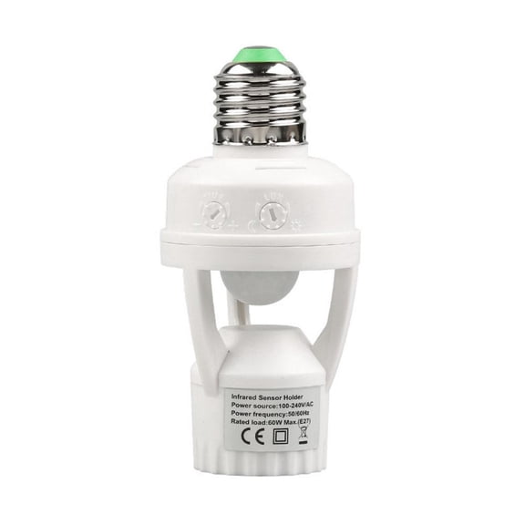 PLGEBR Infrared Motion Sensor Light Socket, E27 Screw Socket E27 LED Light Holder Outdoor Security